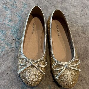 Felix & Flora Gold Glitter Kids Dress Shoes